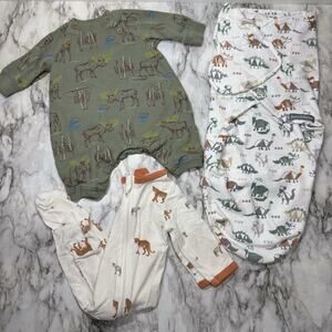 Lot Newborn Baby Boy Oliver & Rain Organic Romper Kyte Sleeper & Swaddle 0-3 mos